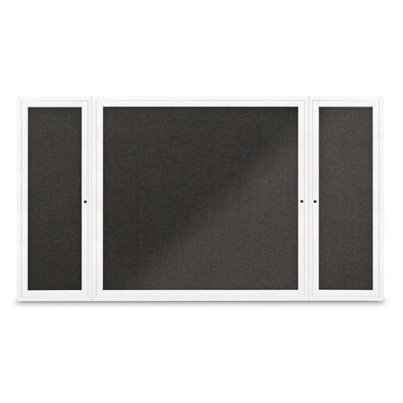United Visual Products Indoor Enclosed Combo Board, 48"x36", Gold Frame/Blk Porc & Medium Grey UVCB4836G-BLKPORC-MEDGRY
